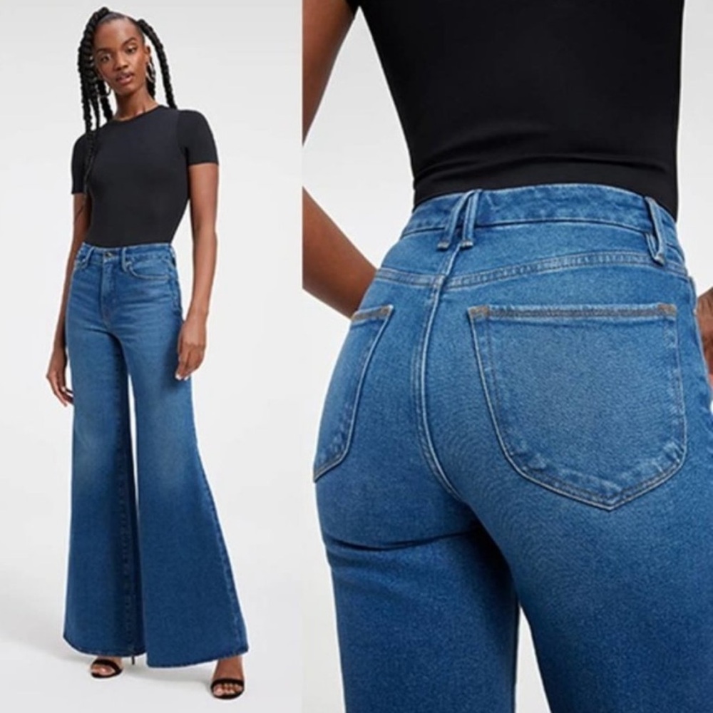 Good American Blue Flare & Wide Leg Jeans